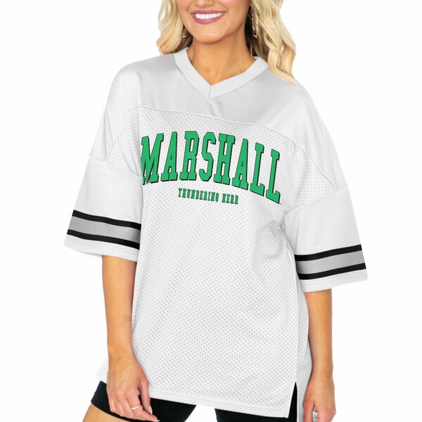 ゲームデイ レディース Tシャツ トップス Marshall Thundering Herd Gameday Couture Women's Option Play Oversized Mesh Fashion Jersey White