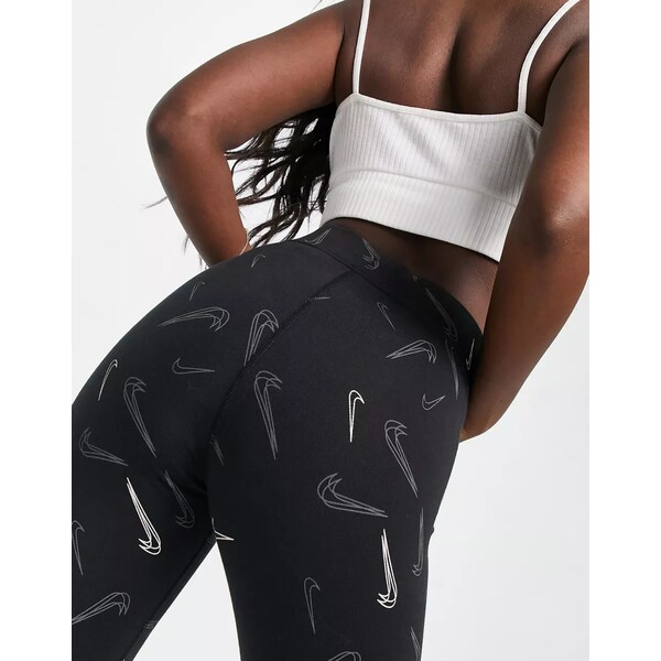 ナイキ レディース レギンス ボトムス Nike Dance all over swoosh print leggings in black Black