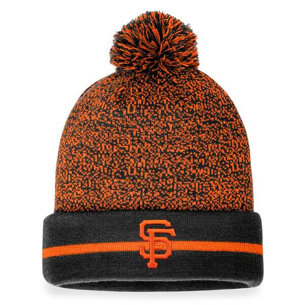 楽天astyファナティクス メンズ 帽子 アクセサリー San Francisco Giants Fanatics SpaceDye Cuffed Knit Hat with Pom Black/Orange