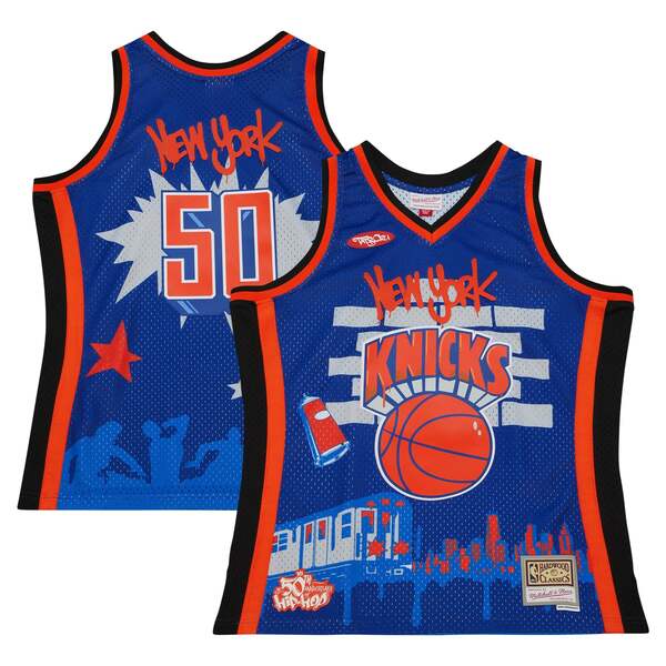 楽天astyミッチェル&ネス メンズ ユニフォーム トップス New York Knicks Mitchell & Ness x Tats Cru Hardwood Classics Fashion Jersey Blue