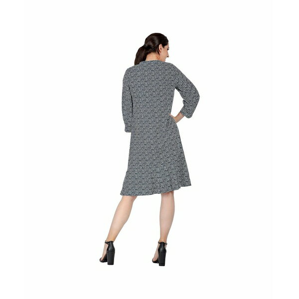 スタンダーズアンドプラクティス レディース ワンピース トップス Women's Pullover 3/4 Sleeve Flounce Pleated Mini Hem Dress Black white