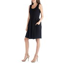 24ZuRtH[g fB[X s[X gbvX Sleeveless Skater Pleated Mini Dress with Pockets Black
