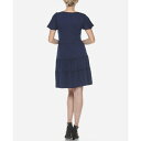 zCg}[N fB[X s[X gbvX Women's Short Sleeve V-Neck Tiered Dress Navy