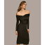 ダナキャラン レディース ワンピース トップス Women's Folded-Neck Off-The-Shoulder Dress Black