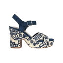 インポ レディース サンダル シューズ Women's Ozella II Embroidered Platform Sandals Oatmeal, Denim- Fabric