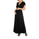 24ZuRtH[g fB[X s[X gbvX Cap Sleeve V Neck Maternity Maxi Dress Black