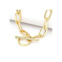 リブカフリードマン レディース ネックレス・チョーカー・ペンダントトップ アクセサリー Paper Clip Chain + Cubic Zirconia Toggle Necklace Gold with cubic zirconia