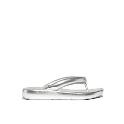 フィットフロップ レディース サンダル シューズ Women's Iqushion D-Luxe Padded Metallic-Leather Flip-Flops Silver