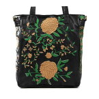 オールドトレンド レディース トートバッグ バッグ Women's Flora Soul Hand-Embroidery Tote Bag Black