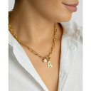 アドニア レディース ネックレス チョーカー ペンダントトップ アクセサリー Tarnish Resistant 14K Gold-Plated Freshwater Pearl Initial Toggle Necklace White- R