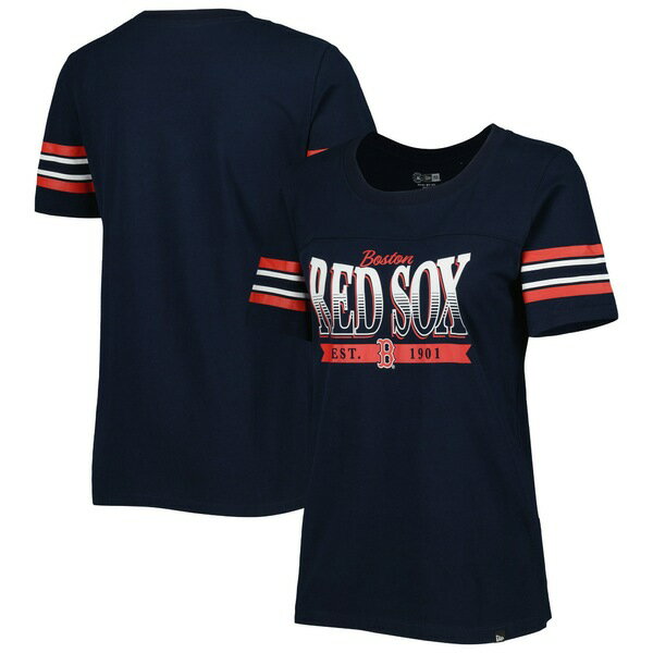 j[G fB[X TVc gbvX Boston Red Sox New Era Women's Team Stripe TShirt Navy