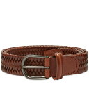 A_[\Y Y xg ANZT[ Anderson's Stretch Woven Leather Belt Brown