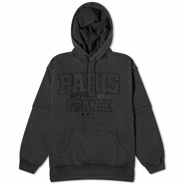 ȥ  ѡåȥ  VETEMENTS Paris Logo Hoodie Black