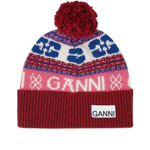 Kj[ fB[X Xq ANZT[ GANNI Graphic Wool Beanie Multi