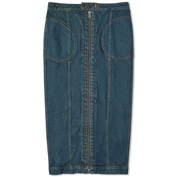 å ǥ  ܥȥॹ Eckhaus Latta Denim Zip Skirt Blue