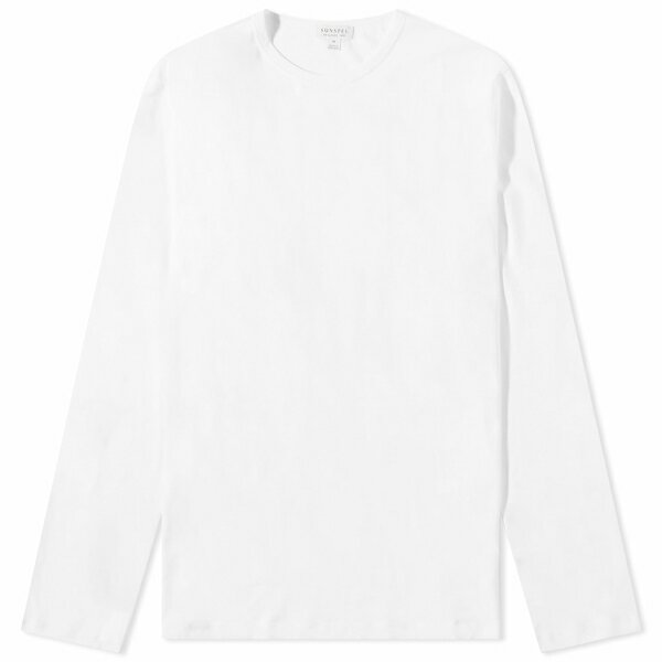 サンスペル メンズ Tシャツ トップス Sunspel Long Sleeve Crew Neck T-Shirt White