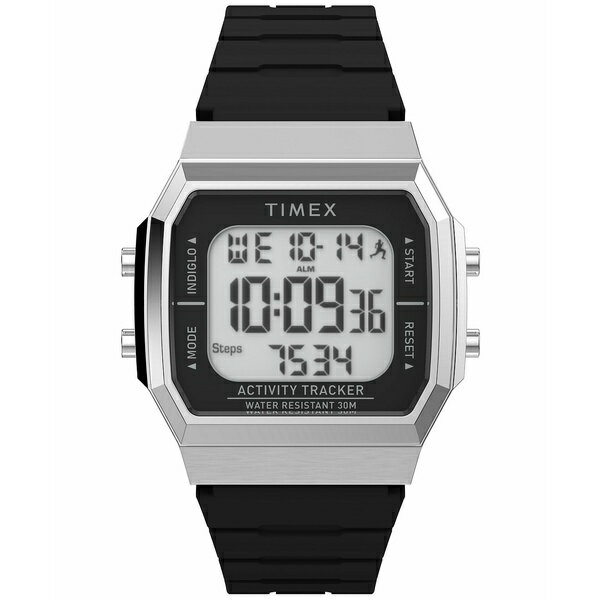 タイメックス レディース 腕時計 アクセサリー Unisex Activity Tracker Digital Black Silicone Strap 40mm Octagonal Watch Black