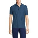 ランズエンド メンズ ポロシャツ トップス Men's Short Sleeve Performance Pieced Yoke Social Active Polo Radiant navy spacedye