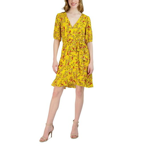 ジュリア ジョーダン レディース ワンピース トップス Women's Printed Faux-Wrap Tie-Waist Dress Yellow Multi ジュリア ジョーダン レディース ワンピース トップス Women's Printed Faux-Wrap Tie-Waist Dress Yellow Multi