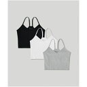 パクト レディース カットソー トップス Women's Everyday Shelf Bra Cropped Camisole 3-Pack Heather ...