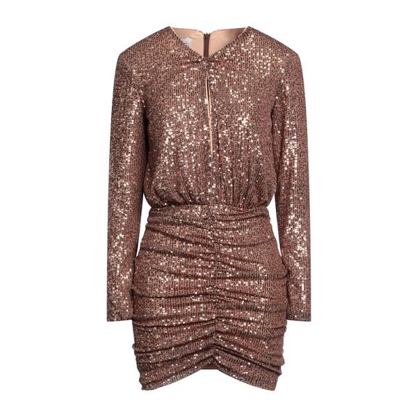 【送料無料】 ピンコ レディース ワンピース トップス Mini dresses Brown