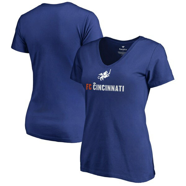 t@ieBNX fB[X TVc gbvX FC Cincinnati Fanatics Branded Women's Victory Arch VNeck TShirt Royal