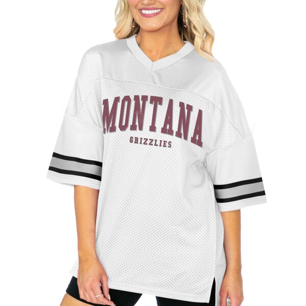 ゲームデイ レディース Tシャツ トップス Montana Grizzlies Gameday Couture Women's Option Play Oversized Mesh Fashion Jersey White