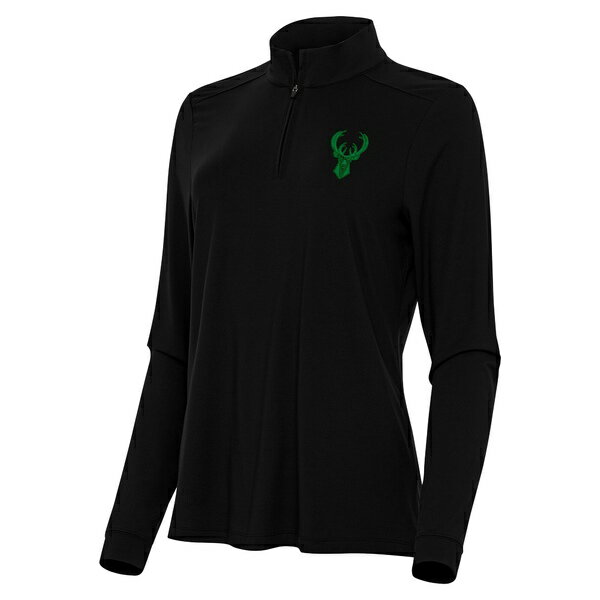 アンティグア レディース ジャケット&ブルゾン アウター Milwaukee Bucks Antigua Women's St. Patrick's Day Intent QuarterZip Top Black