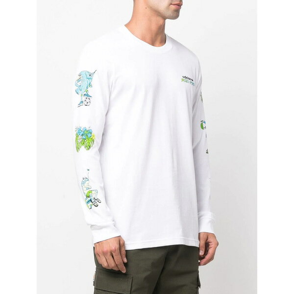アディダス メンズ Tシャツ トップス ロゴ ロングTシャツ white/multicolour