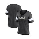 ファナティクス レディース Tシャツ トップス Women's Branded Heathered Charcoal Las Vegas Raiders Give It All Half-Sleeve V-Neck T-shirt Heathered Charcoal