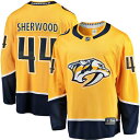 ファナティクス メンズ ユニフォーム トップス Kiefer Sherwood Nashville Predators Fanatics Branded Home Breakaway Player Jersey Gold