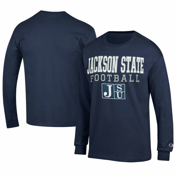 ԥ  T ȥåץ Jackson State Tigers Champion Football Jersey Long Sleeve TShirt Navy