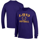 チャンピオン メンズ Tシャツ トップス LSU Tigers Champion Softball Icon Long Sleeve TShirt Purple