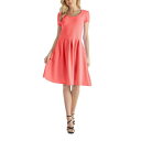 24セブンコンフォート レディース ワンピース トップス Women's Scoop Neck Knee Length with Pocket Dress Coral