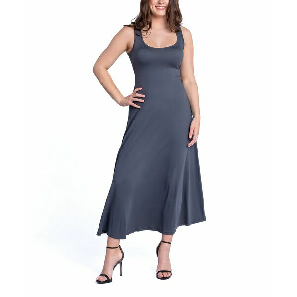 24セブンコンフォート レディース ワンピース トップス Women's Relaxed Sleeveless Tunic A-Line Long Dress Gray