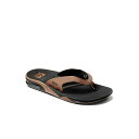 リーフ メンズ ドレスシューズ シューズ Men's Fanning Comfort Flip Flops Black and Tan