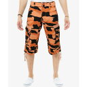 エックスレイ メンズ カジュアルパンツ ボトムス Men's Belted Capri Cargo Shorts Orange Camo