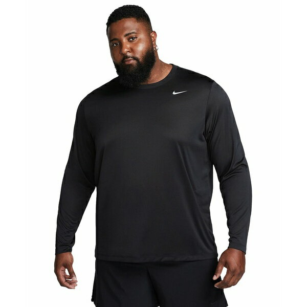 ナイキ メンズ Tシャツ トップス Men's Relaxed-Fit Long-Sleeve Fitness T-Shirt Black/matte Silver
