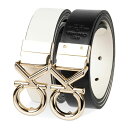 カルバンクライン レディース ベルト アクセサリー Women's Reversible Puffed CK Monogram Buckle Belt Bone...