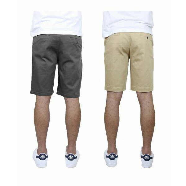 ギャラクシーバイハルビック メンズ カジュアルパンツ ボトムス Men's 5 Pocket Flat Front Slim Fit Stretch Chino Shorts, Pack of 2 Gray, Khaki