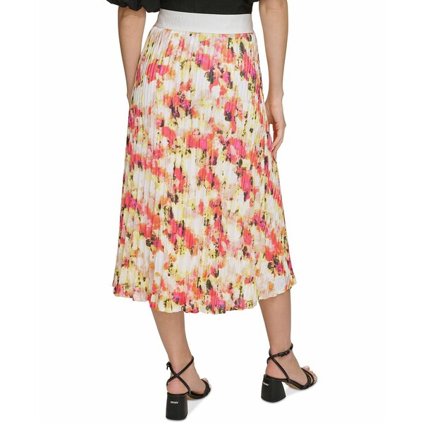 _i L j[[N fB[X XJ[g {gX Women's Printed Pleated Pull-On Midi Skirt Ivory/orange Blossom Multi