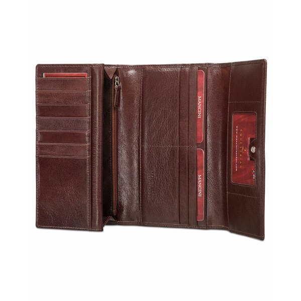 マンシーニ レディース 財布 アクセサリー Equestrian-2 Collection RFID Secure Trifold Checkbook Wallet Brown