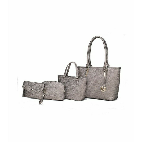 楽天astyMKFコレクション レディース トートバッグ バッグ Edelyn Signature 4Pcs Tote Set, with Mini tote, Pouch and Wristlet By Mia K Pewter