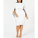 ベッツィ アンド アダム レディース ワンピース トップス Plus Size Ruched Cape Dress White
