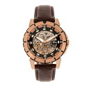 レイン レディース 腕時計 アクセサリー Philippe Automatic Rose Gold Case, Black Dial, Genuine Brow...