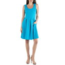 24セブンコンフォート レディース ワンピース トップス Sleeveless Skater Pleated Mini Dress with Pockets Sapphire