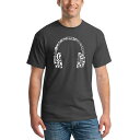 エルエーポップアート メンズ Tシャツ トップス Men's Music Note Headphones Word Art T-shirt Gray