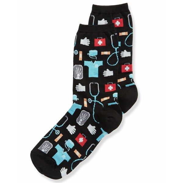 ホットソックス レディース 靴下 アンダーウェア Women's Medical-Professionals Theme Crew Socks Black