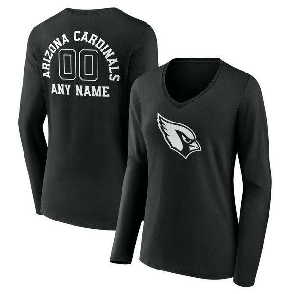 ファナティクス レディース Tシャツ トップス Arizona Cardinals Women's Personalized Name & Number Monochrome Long Sleeve VNeck TShirt Black