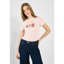 イーブン アンド オド レディース Tシャツ トップス Print T-shirt - pink(4)